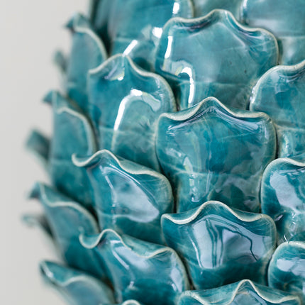 Ceramic Glazed Artichoke Ornament in Turquoise