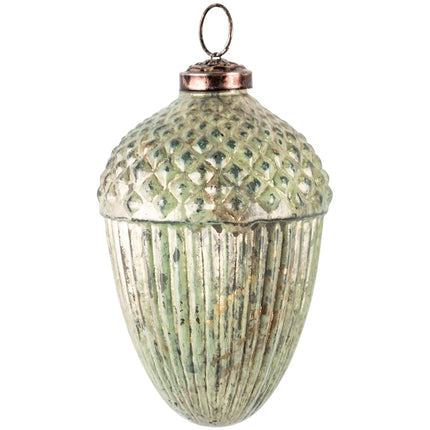 Large Acorn tree decoration in antique golden sea green