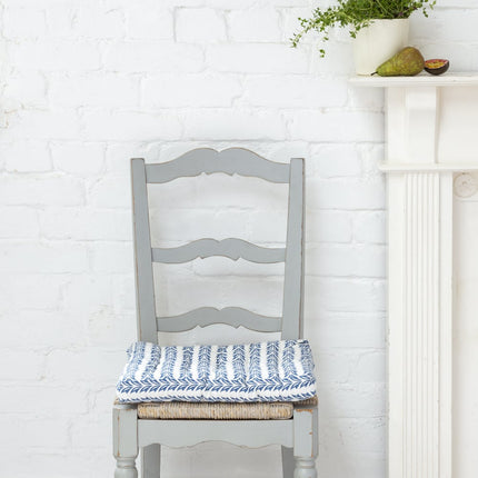 Padded Cotton Square Seat Cushion in Vallarta Blue