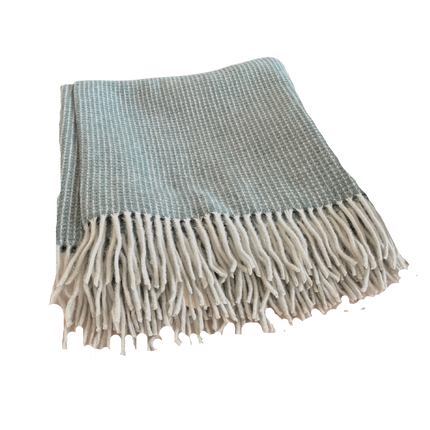 Recycled Wool Throw in Sage Waffle