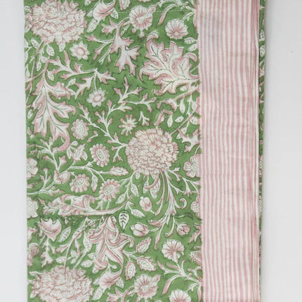 Indian Block Print Tablerunner Chiva Green 180cm x 60cm