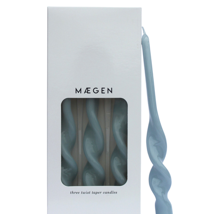 Twist Taper Candles, Pack of 3 in Cornflower blue