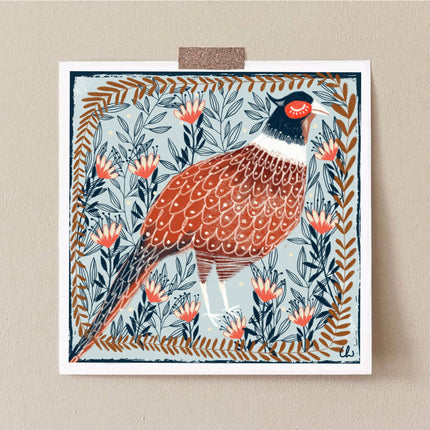 Frollicking Pheasant square print