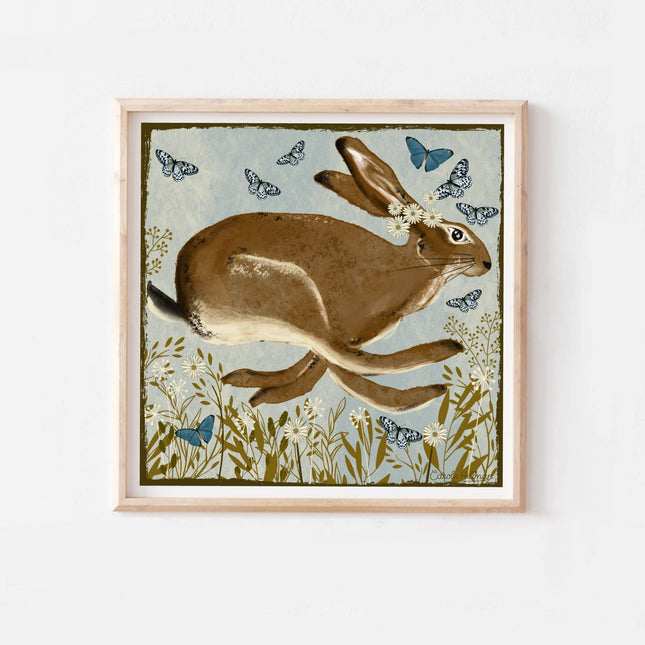 Hare in spring square print