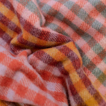 Recycled Wool Throw in Lilac Block Micro Gingham