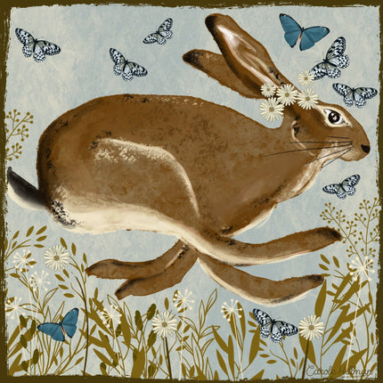 Hare in spring square print