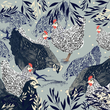 Blue Hens Roaming square print