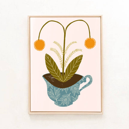 Orange flowers in a teacup print