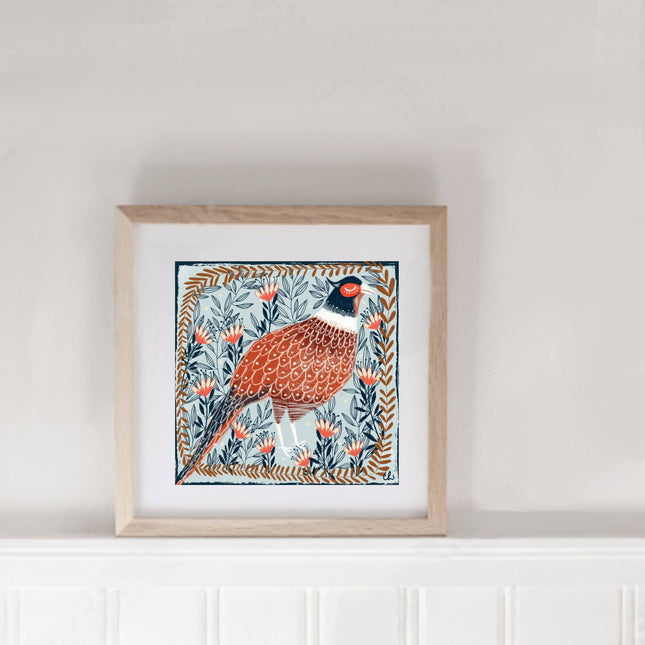 Frollicking Pheasant square print