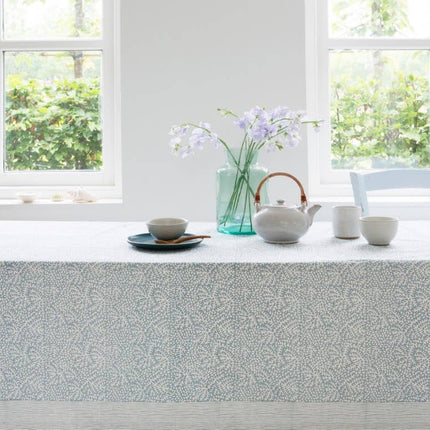 Indian Block Print Tablecloth Floral Mineral Green 150cm x 240cm