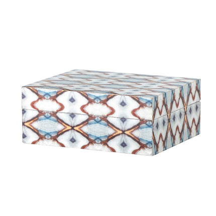Kaleidoscope patterned lacquer look box with lid