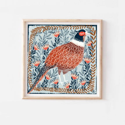 Frollicking Pheasant square print