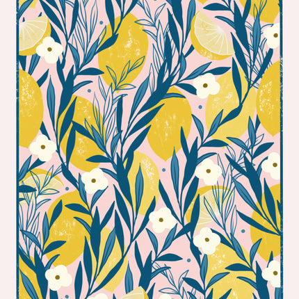 Lemons with blossom on the tree print