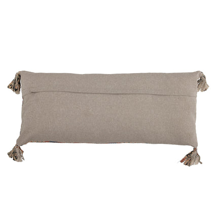 Eastern inspired print rectangular cushion with tassels