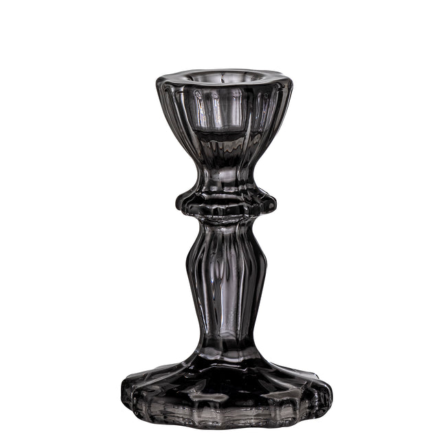 Smoked Glass Deco Candlestick Holder