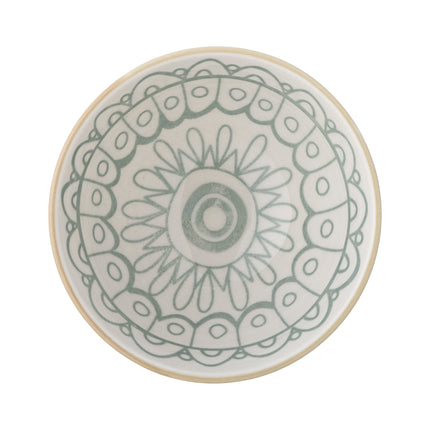 Ceramic decorative hand painted bowl in off white and pale sage