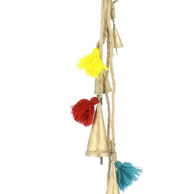 5 bell Christmas Hanger rope decoration with colourpop tassels + bells
