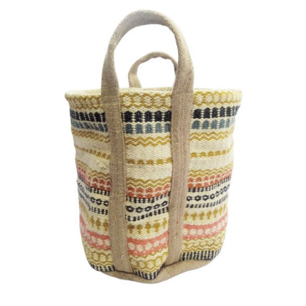 Extra Large Jute Storage Basket in Multi colour pattern