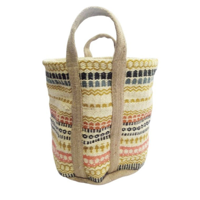 Extra Large Jute Storage Basket in Multi colour pattern