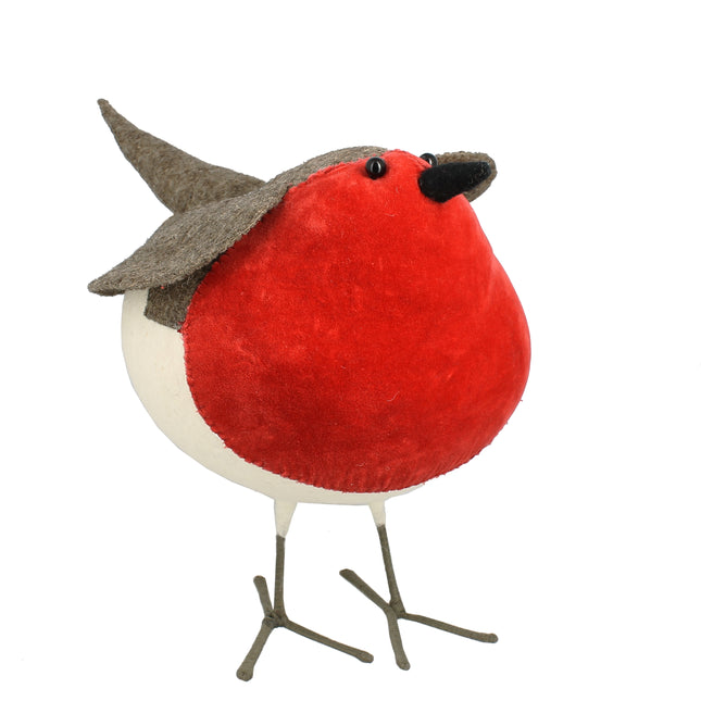 Velvet + Felt Free standing Christmas Robin - Large