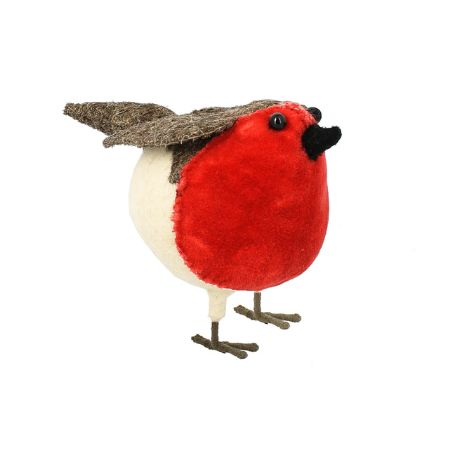 Velvet + Felt Free standing Christmas Robin - Medium