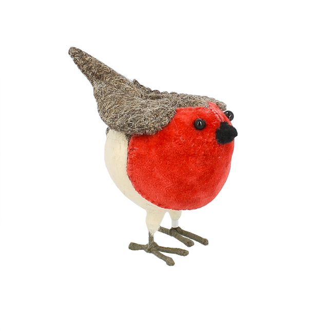 Velvet + Felt Free Standing Christmas Robin - Small