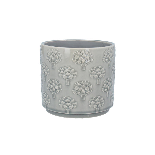 Stoneware Artichoke Plant Pot Grey, Medium