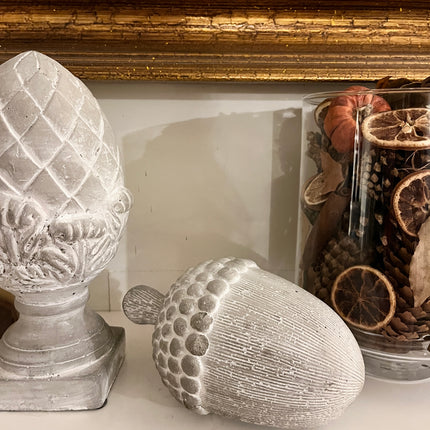 Stone Acorn Ornament in Pale Conrete Grey