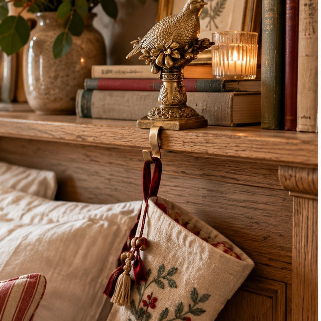 Gold Partridge Stocking Hanger Hook
