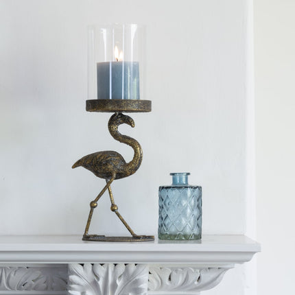 Flamingo Candle Holder in Antique Gold