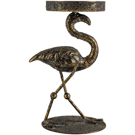 Flamingo Candle Holder in Antique Gold