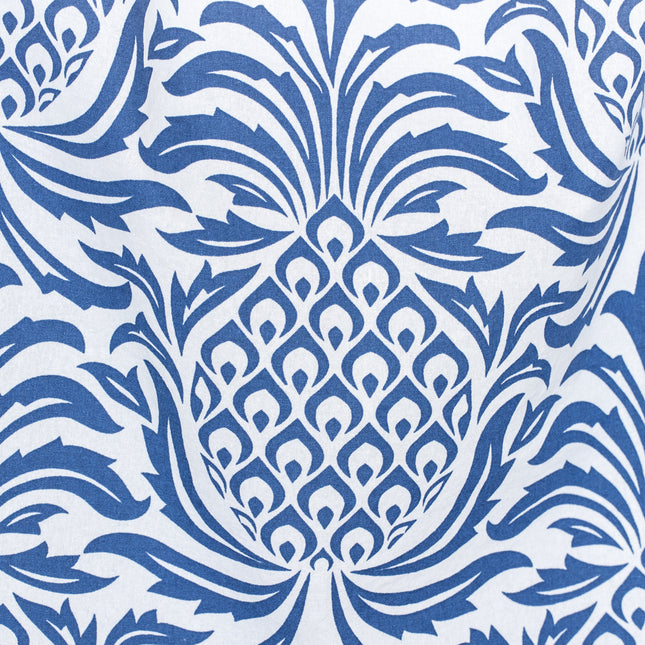 Pineapple print cotton kitchen tea towel in leon blue