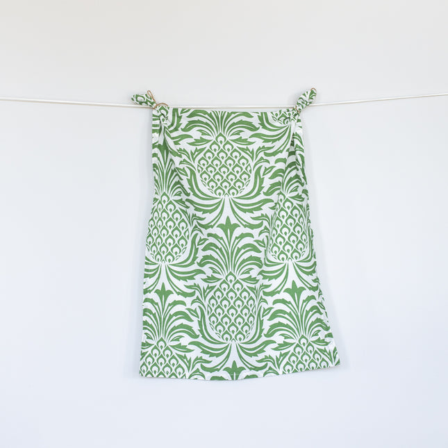 Pineapple Print Cotton Kitchen Tea Towel in Leon Green