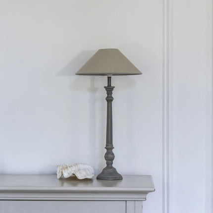 Tall Slim Candlestick Table Lamp in Antique Grey