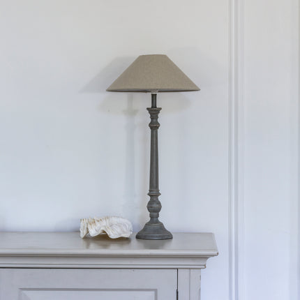 Tall Slim Candlestick Table Lamp in Antique Grey