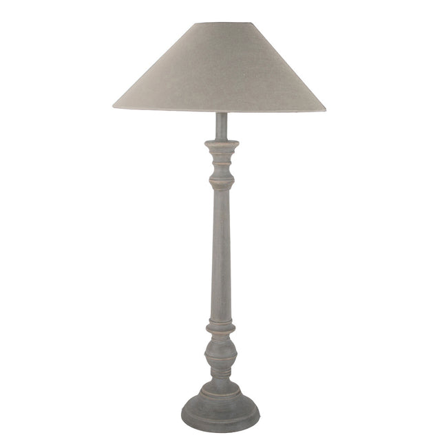 Tall Slim Candlestick Table Lamp in Antique Grey