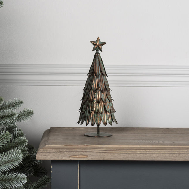 Decorative Metal Tree Ornament in Burnished Copper Small
