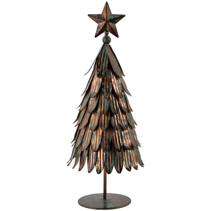 Decorative Metal Tree Ornament in Burnished Copper Medium