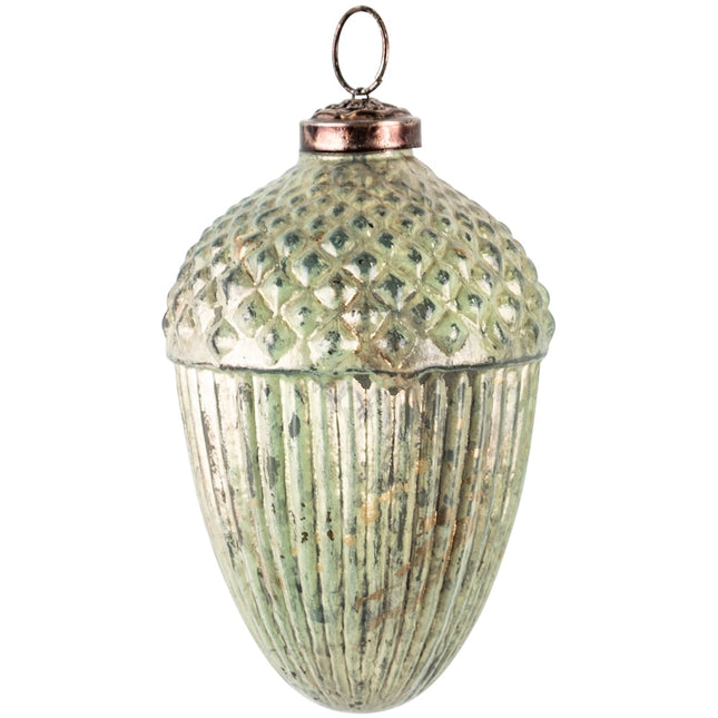 Large Acorn tree decoration in antique golden sea green