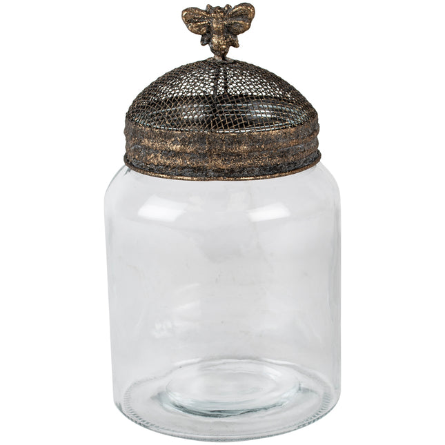 Glass Jar with bronze mesh bee domed lid