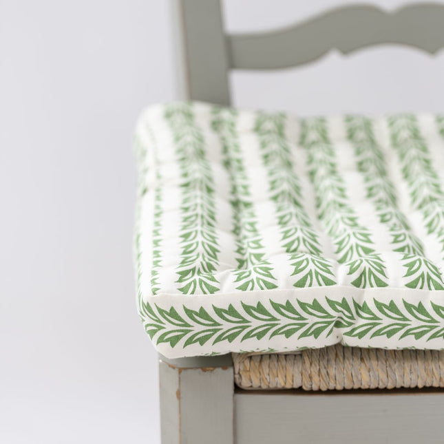 Padded Cotton Seat Cushion in Vallarta Green