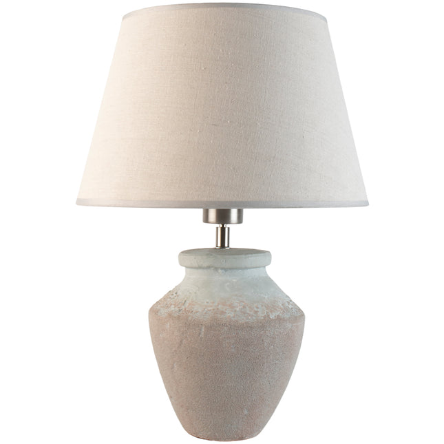 Stoneware Rustic Table Lamp and Shade in Putty and Ecru