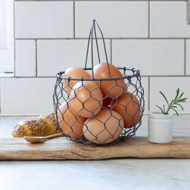 Wire Mesh Round Storage Basket with Handle
