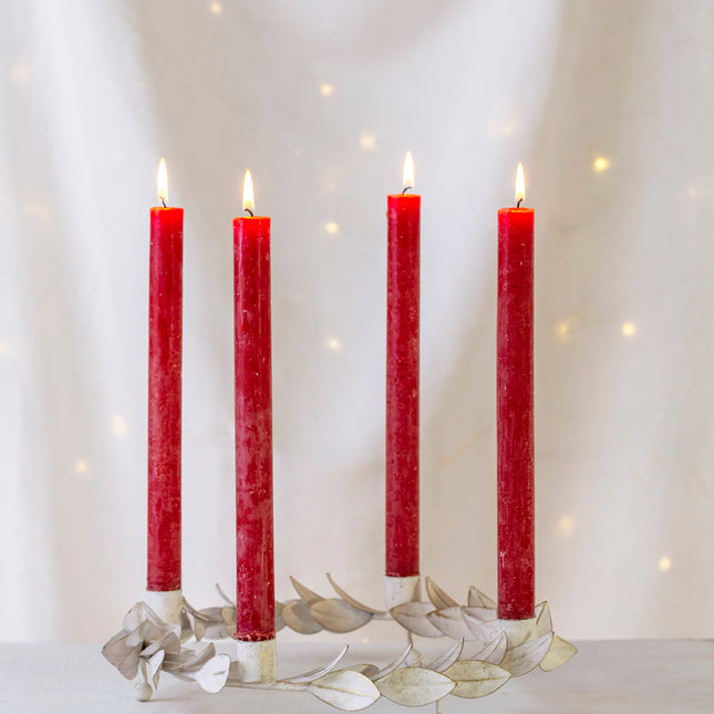 Christmas Wreath Candle Holder in Vintage White