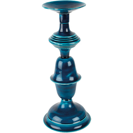 Ceramic Glaze Candle Stick in Candle Stick Prussian Blue
