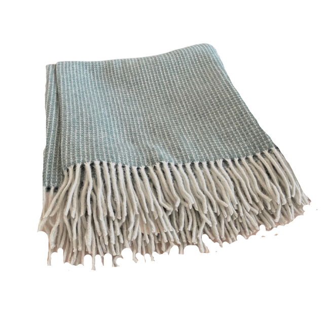 Recycled Wool Throw in Sage Waffle