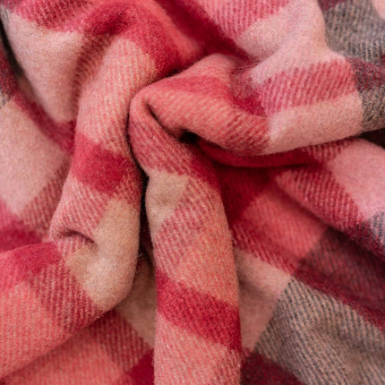 Recycled Wool Throw in Rhubard + Berry Gingham Check