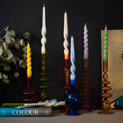 Spiral Taper Candles, Pack of 3 in Sage Gloss