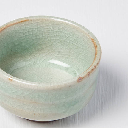 Set of 2 Porcelain Sake Cups Ice Green glaze 30ml