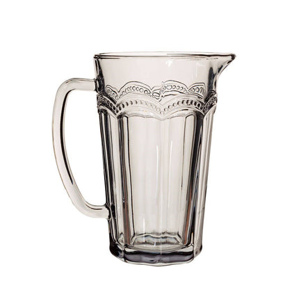 Vintage Inspired Glass Pitcher Jug with handle in smoke grey